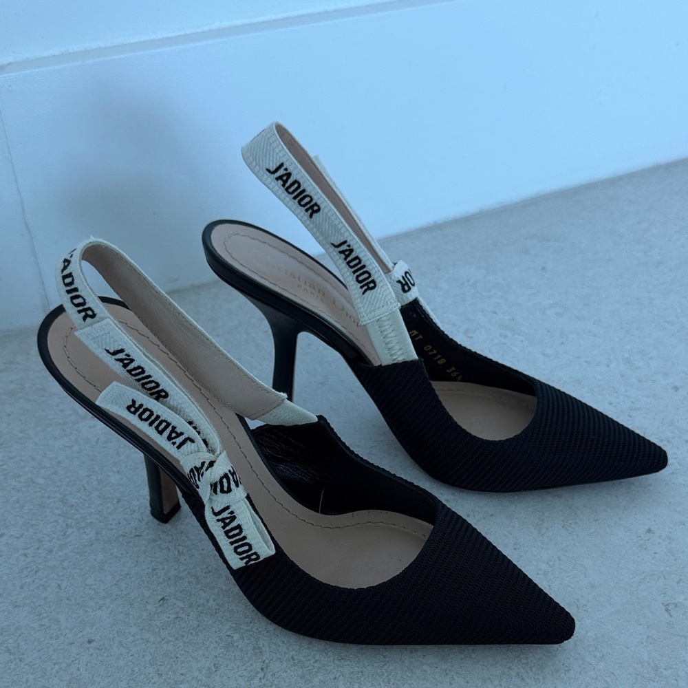 Dior Black and Cream Slingback Heels